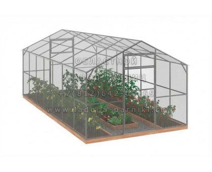 Теплица Прямостенная-8 Двухскатная 3М-40х20 Оц65 НАНО